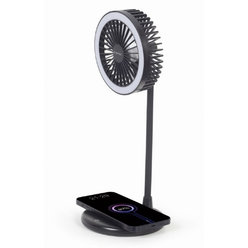 GEMBIRD TA-WPC10-LEDFAN-0 Επιτραπέζιος ανεμιστήρας με LED & ασύρματος φορτιστής 